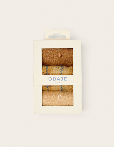 Pack de 3 Chaussettes - Fantaisie tartan et paillettes doré