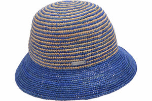 Chapeau cloche raphia rayé