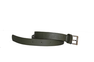 Ceinture fine kaki en cuir