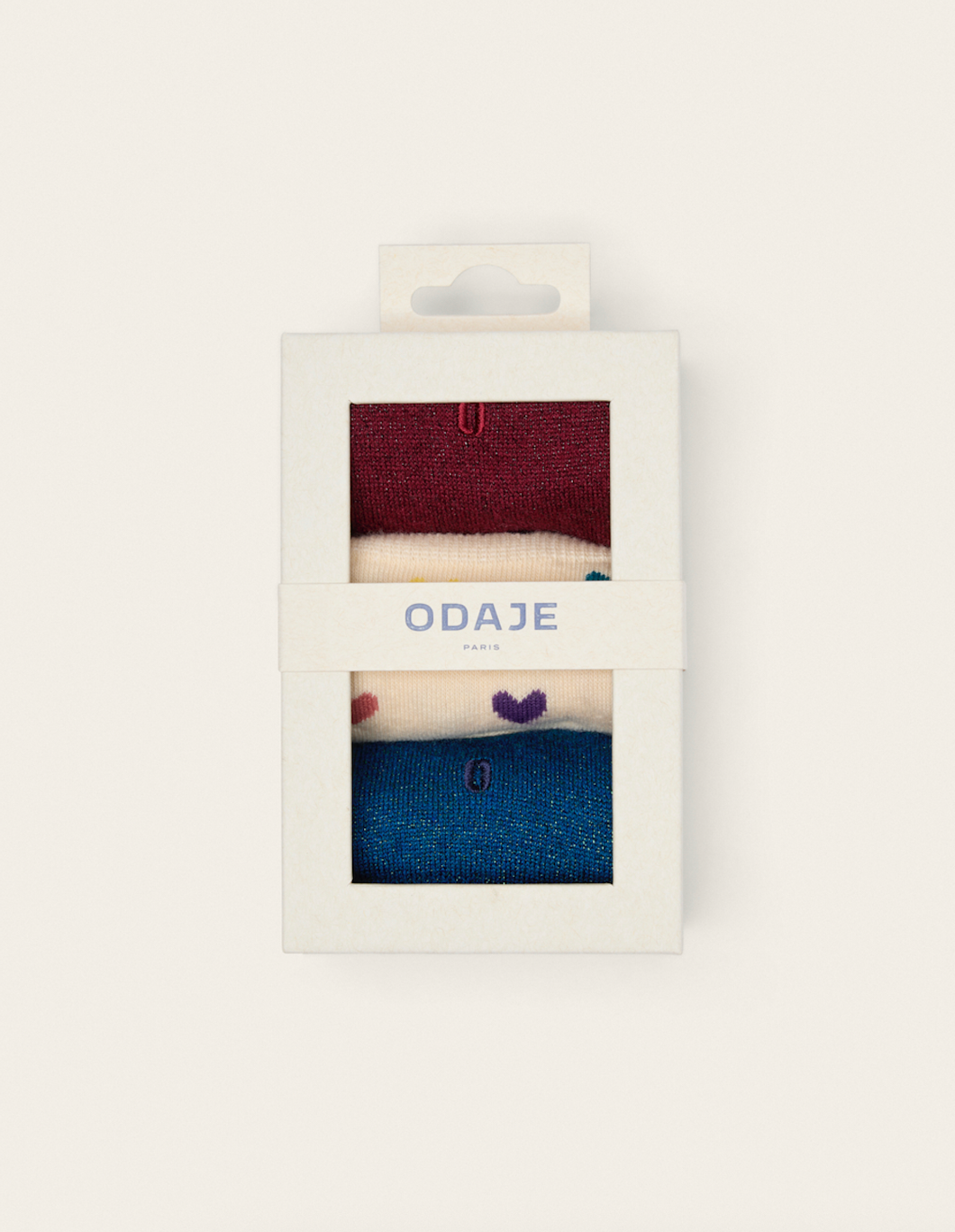 Pack de 3 Chaussettes - Coeur et pailettes bordeaux bleu