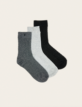 Charger l&#39;image dans la galerie, Pack de 3 Chaussettes - Torsades argenté gris noir