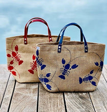 Charger l&#39;image dans la galerie, Homard Bleu Cabas en jute