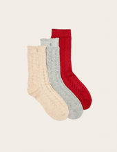 Charger l&#39;image dans la galerie, Pack de 3 Chaussettes - Ajourée écru gris rouge