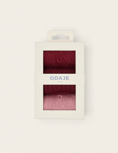 Pack de 3 Chaussettes - paillettes rouge bordeaux rose