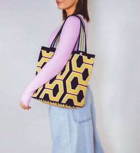Sac ovale géométrique Bleu marine