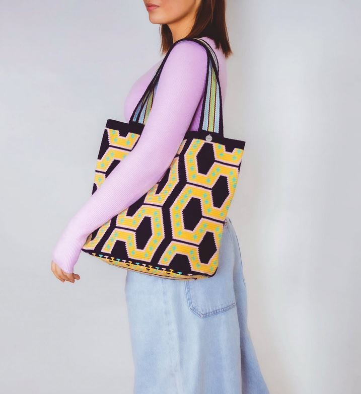 Sac ovale géométrique Bleu marine
