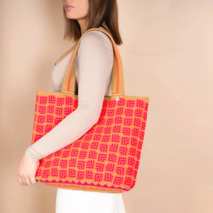 Cabas ovale géométrique Orange soda