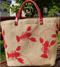 Charger l&#39;image dans la galerie, Homard Rouge Cabas en jute
