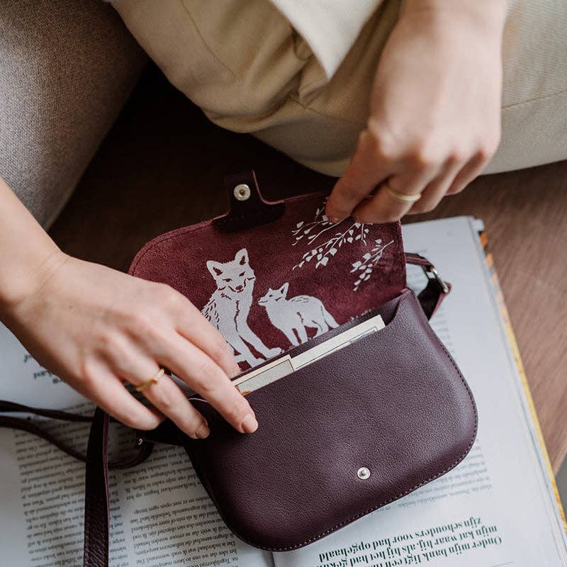 Sac, petit renard, aubergine