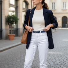 Charger l'image dans la galerie, Ceinture fine marine en cuir