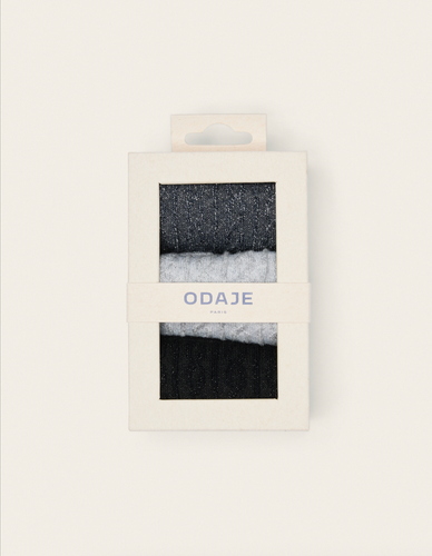 Pack de 3 Chaussettes - Torsades argenté gris noir