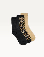 Charger l&#39;image dans la galerie, Pack de 3 Chaussettes - Fantaisie paillettes et léopard noir doré